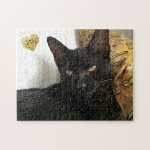 Crea tu propio puzzle de gato con texto Gold Heart
