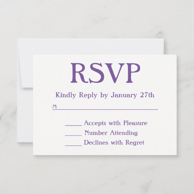 Crea tu propio RSVP púrpura y blanco (Anverso)