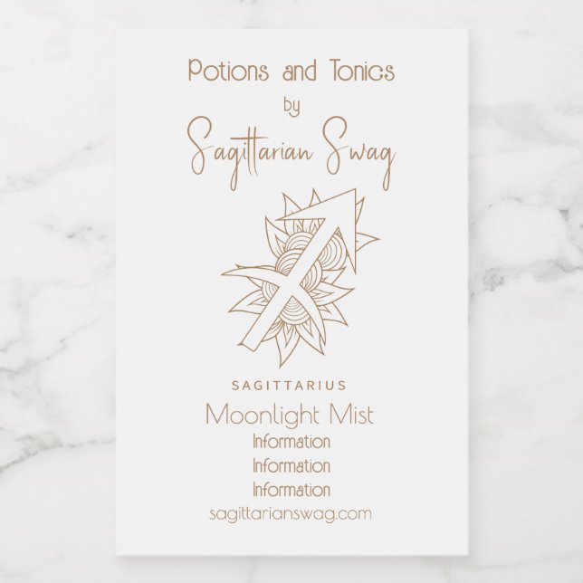 Crea tu propio Sagittarius Oro y Blanco Elegante (Etiqueta única)