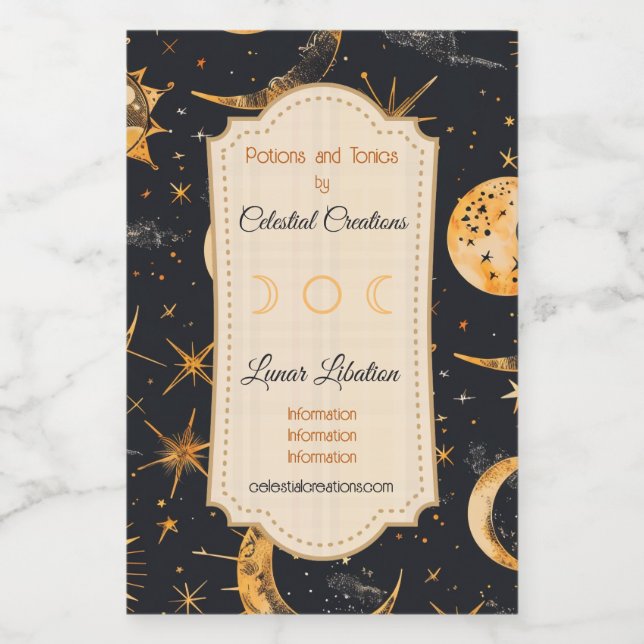 Crea tu propio Sol Estrellas de Luna Celestial (Etiqueta única)