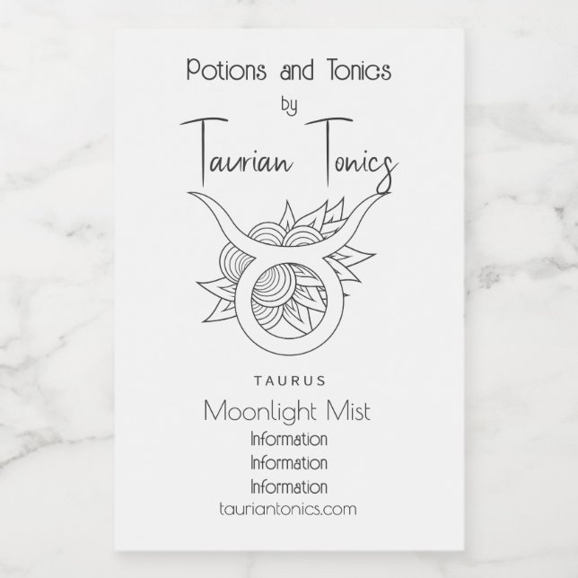 Crea tu propio Tauro Blanco y Negro Elegante (Etiqueta única)