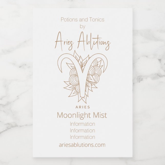 Crea tu propio Zodiac de Oro y Aries Blancas Elega (Etiqueta única)