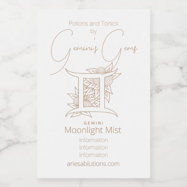 Crea tu propio Zodiac Gemini Oro y Blanco Elegante (Etiqueta única)