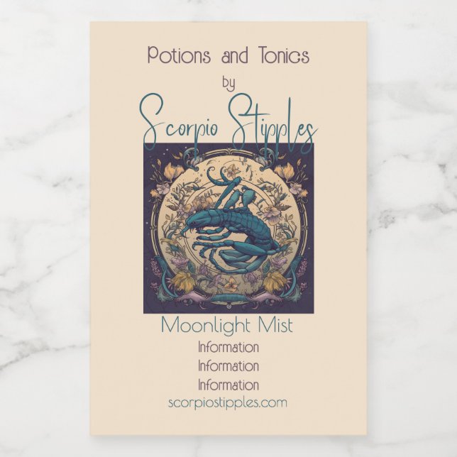 Crea tu propio Zodíaco Escorpio Art Nouveau (Etiqueta única)