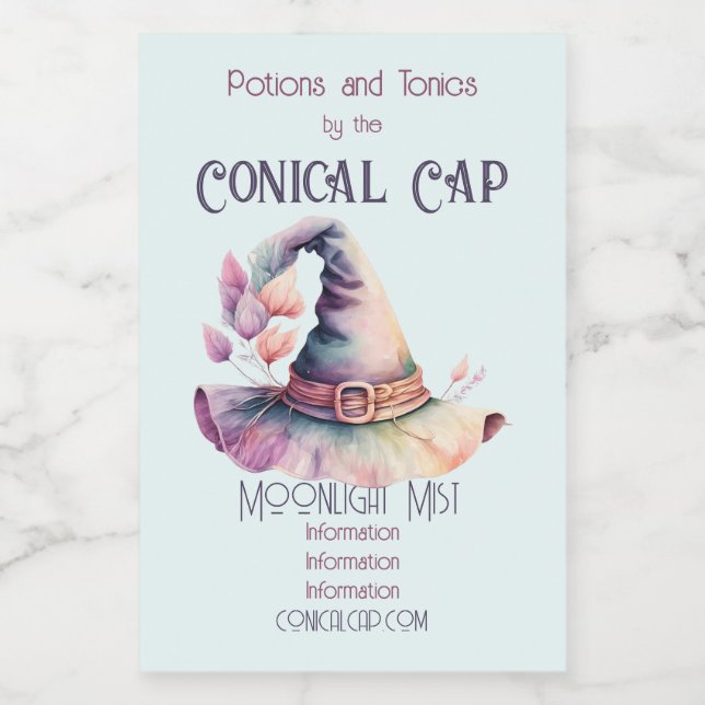 Crea tus propias hojas de Gorra de bruja arcoiris (Etiqueta única)