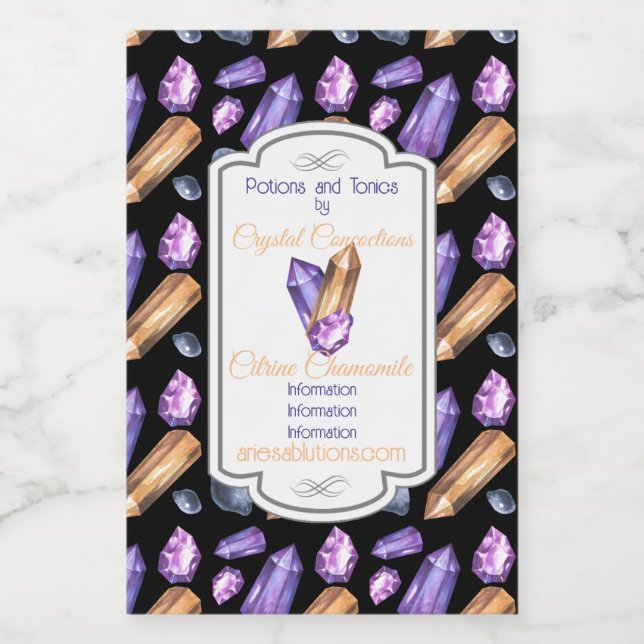 Crea tus propios cristales morados y dorados (Etiqueta única)