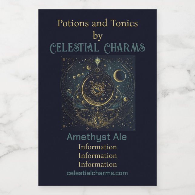 Crea tus propios gráficos celestes azules y dorado (Etiqueta única)