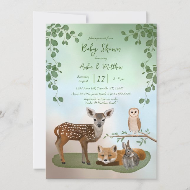 Creaciones forestales de Woodland Invitación de Ba (Anverso)