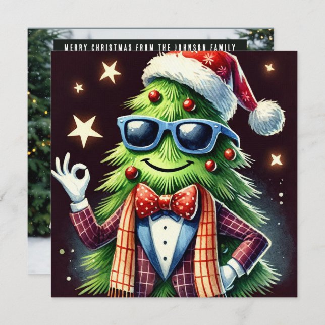 Creado árbol de Navidad feliz (Anverso / Reverso)