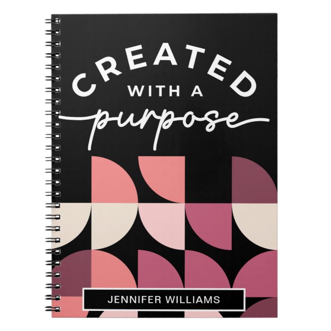 Creado con un propósito para un cuaderno cristiano (Frente)