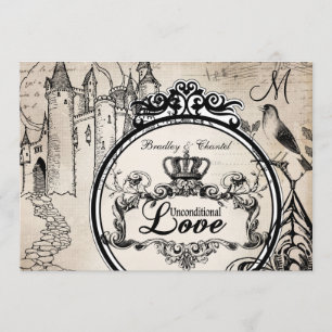 Cream Amor Incondicional 5x7 Invitación a la boda