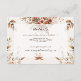 Cream Autumn Boda Detalles Tarjeta de Gabinete