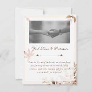 Cream Autumn Boda Gratitude Gracias Tarjeta