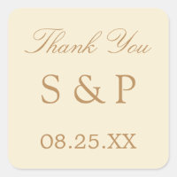 Cream Beige Wedge Favor Gracias Pegatina