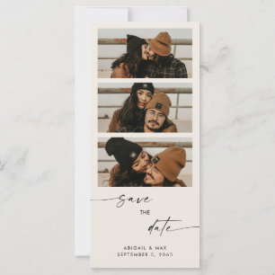 Cream Collage Photo Long Wedding Guardar la fecha