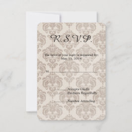 Cream Damask Wedding RSVP