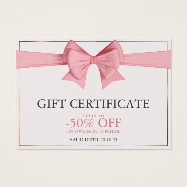 Cream Elegant Business Gift Certificate (Frente)