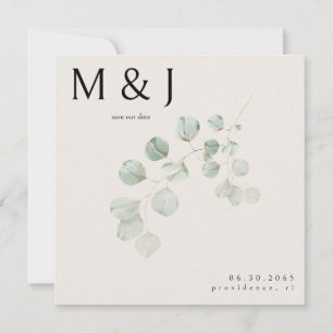 Cream Eucalyptus Square Boda Guardar nuestra fecha