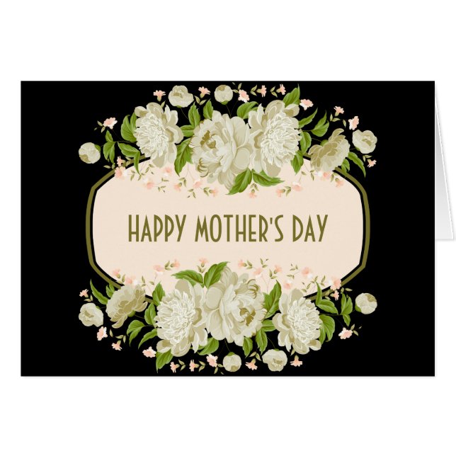 Cream Floral Happy Mother's Day Greeting Card (Anverso (Horizontal))