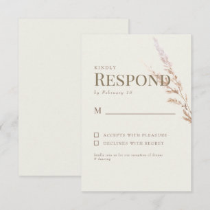 Cream Gold Text Boho Wedding RSVP