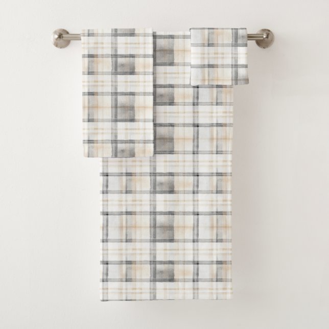 Cream Grey Yellow Plaid Stripes (In situ)