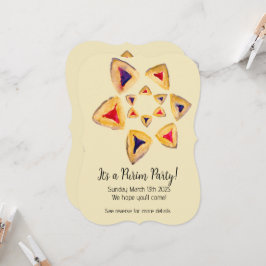 Cream Hamantaschen Star Purim Party Invitaciones