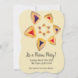 Cream Hamantaschen Star Purim Party Invitaciones