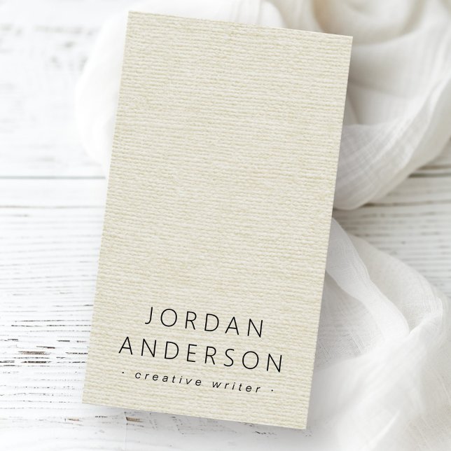 Cream linea look logo QR código tarjetas de visita (Cream linen look logo QR code business cards)