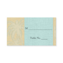 Cream Linen Blue Palm Trees Boda Tarjetas Place