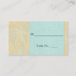 Cream Linen Blue Palm Trees Boda Tarjetas Place
