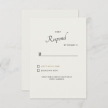 Cream Modern Font Black Text Wedding RSVP