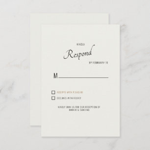 Cream Modern Font Black Text Wedding RSVP