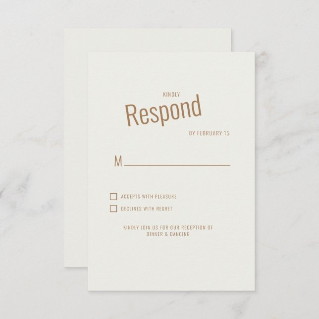 Cream Modern Wedding RSVP (Anverso / Reverso)