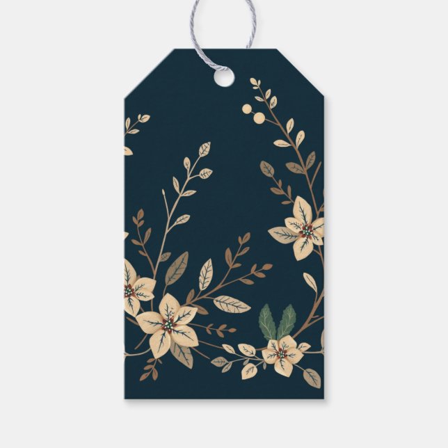 Cream Poinsettia Gift Etiqueta (Anverso)