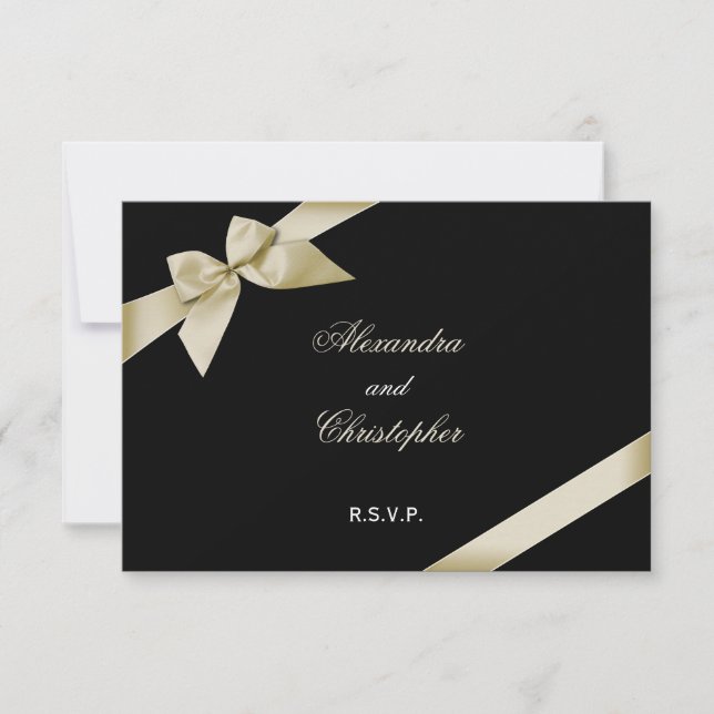 Cream Ribbon Wedding RSVP (Anverso)