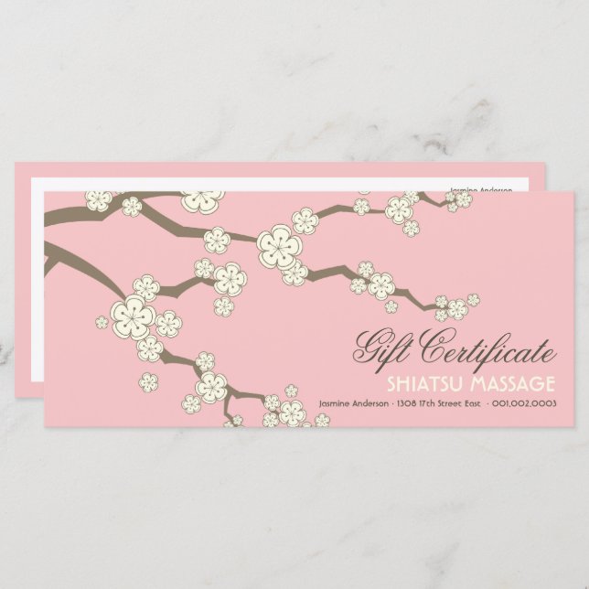Cream Sakura Cherry Blossoms Zen Certificado de Re (Anverso / Reverso)