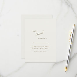 Cream Simple Modern Gold Boda de texto RSVP