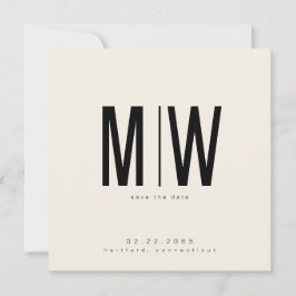 Cream Sleek Square Monograma Wedding Save the Date