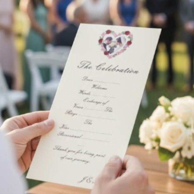 Cream wedding program - Floral Heart (Subido por el creador)