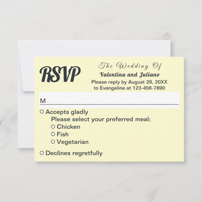 Cream With Slate Text Wedding RSVP (Anverso)