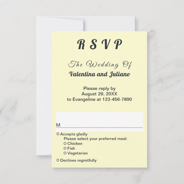 Cream With Slate Typography Portrait Wedding RSVP (Anverso)