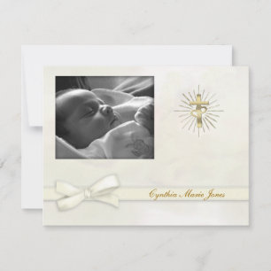 Creamy Pastel Christening Foto Invitación