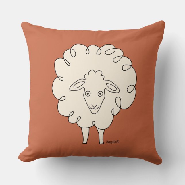 Creamy Whimsical Sheep Cojín decorativo (Anverso)