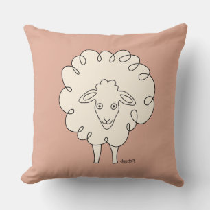 Creamy Whimsical Sheep Cojín decorativo