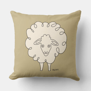 Creamy Whimsical Sheep Cojín decorativo