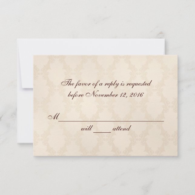 Creamy White Damask RSVP (Anverso)