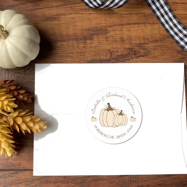 Creamy White Pumpkins Sello para sobres de Boda Ca (Subido por el creador)