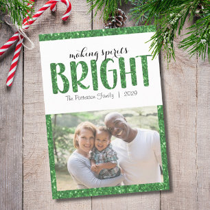 Creando tarjeta de Navidades verdes para foto bril