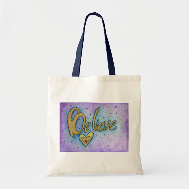 Créanme Palabra Corazón Arte Bolsas de Tote Inspir (Frente)