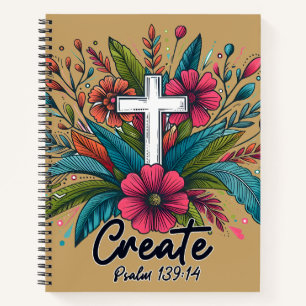 Crear Diario de Cruz Floral Cristiano Salmo 139